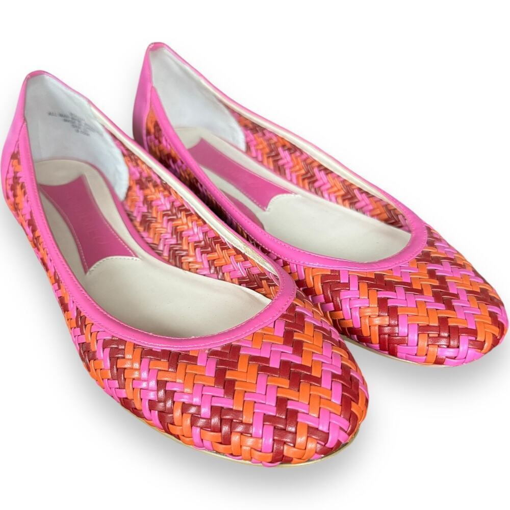 Boutique 9 Pink Orange Red Herringbone Woven Ballet Flats Women’s Size 9.5